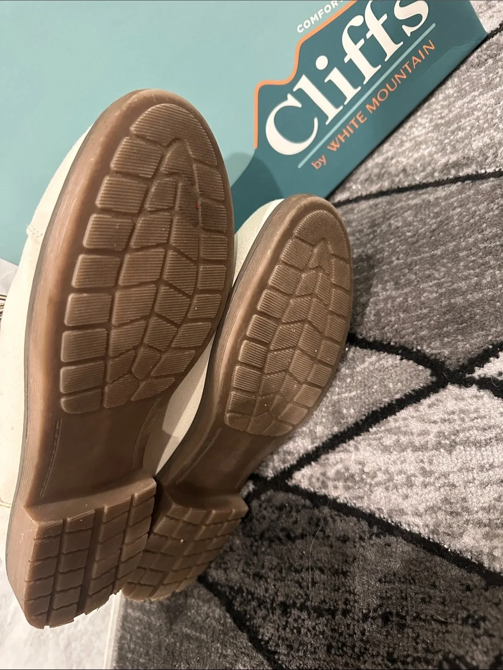Cliffs by WHITE MOUNTAIN Cream and Brown Fold-Over Lace-Up Booties